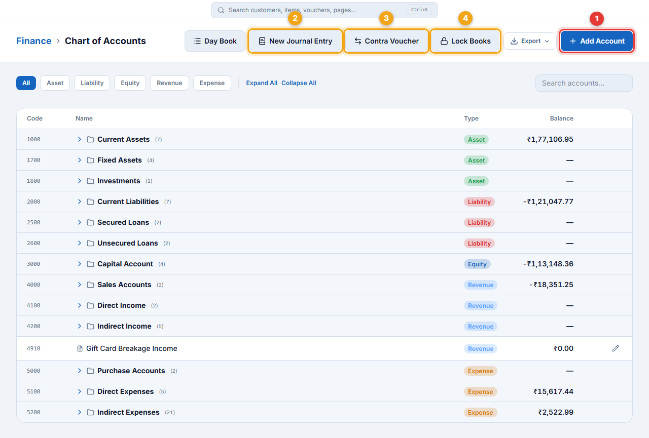 Chart of Accounts