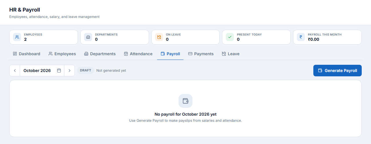 Generate payroll for October 2026