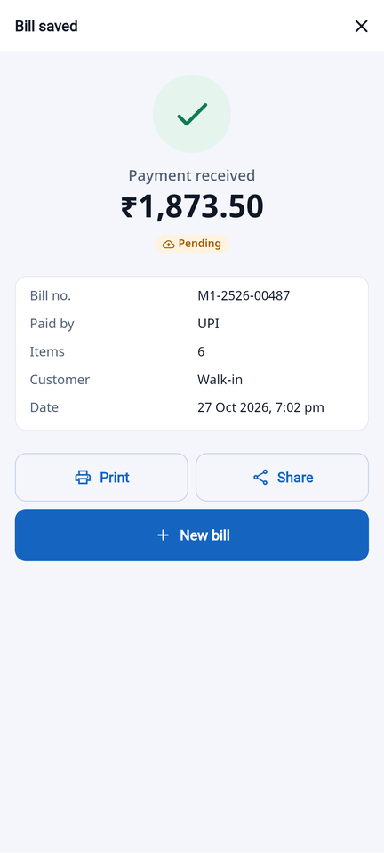 Payment received — print or share