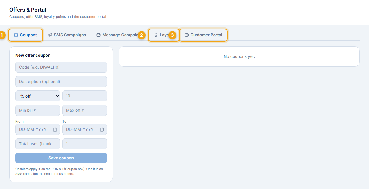 Offers &amp; Portal — new coupon