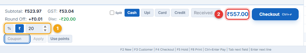 Bill discount ₹20