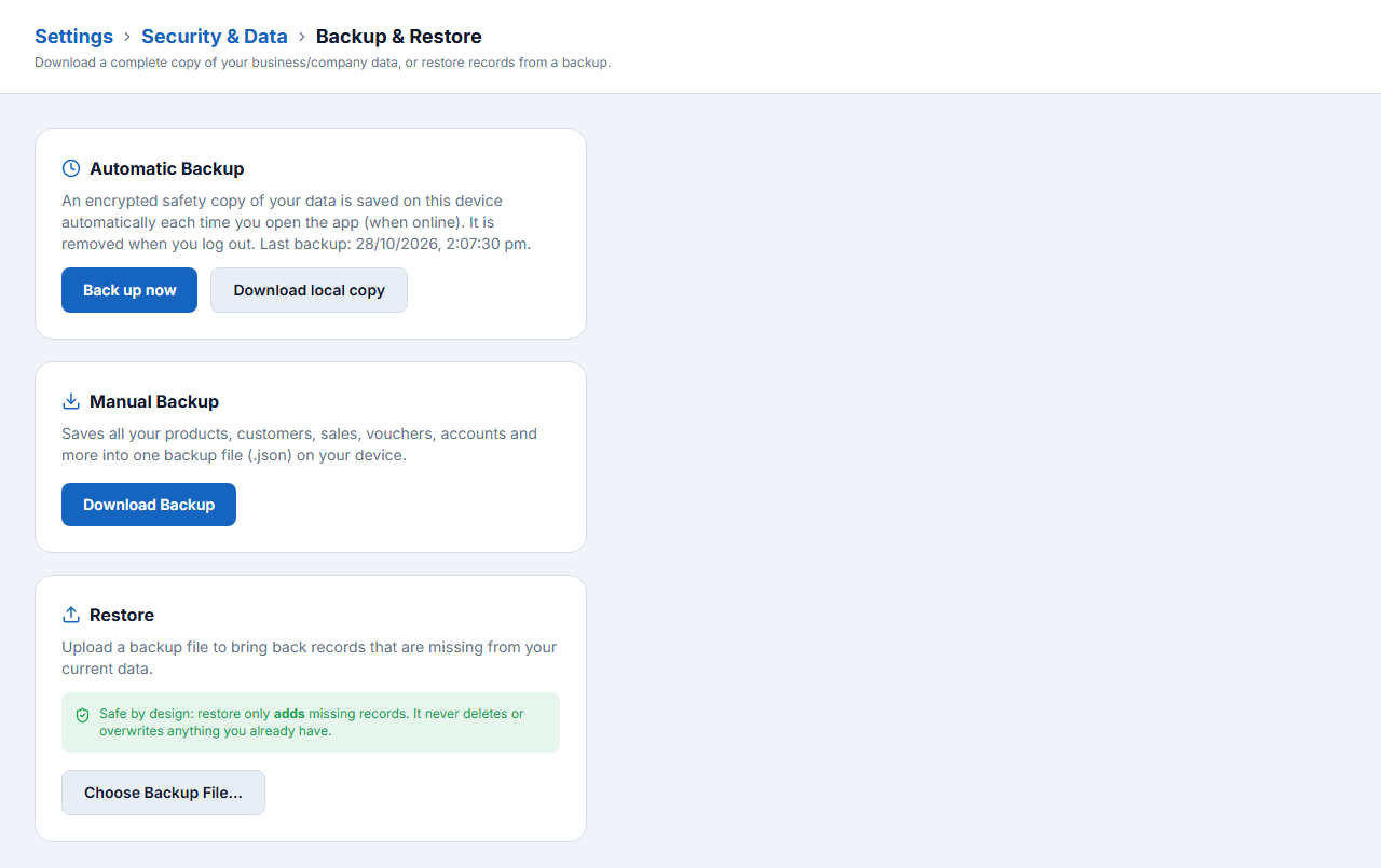 Backup &amp; Restore