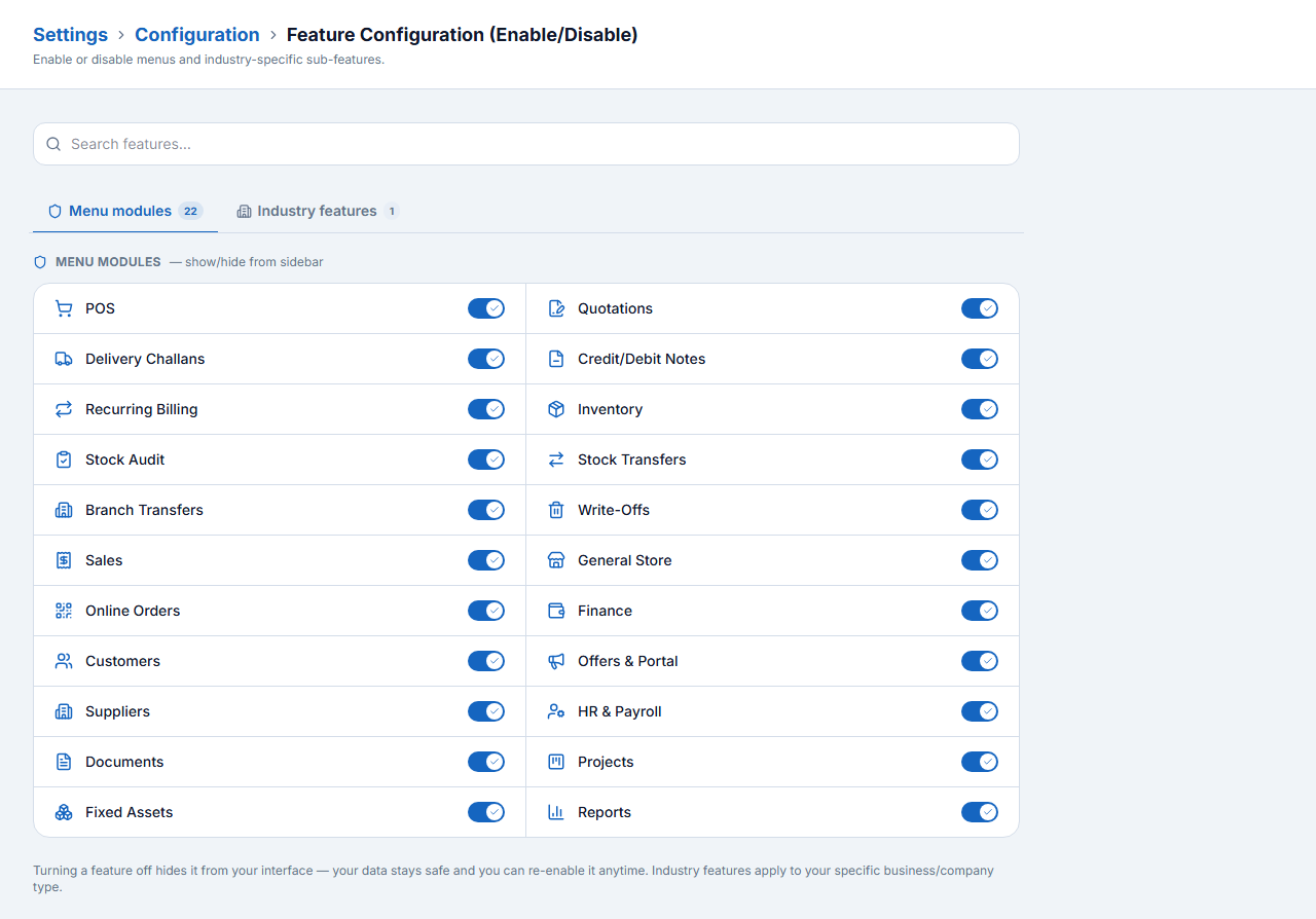 Feature Configuration