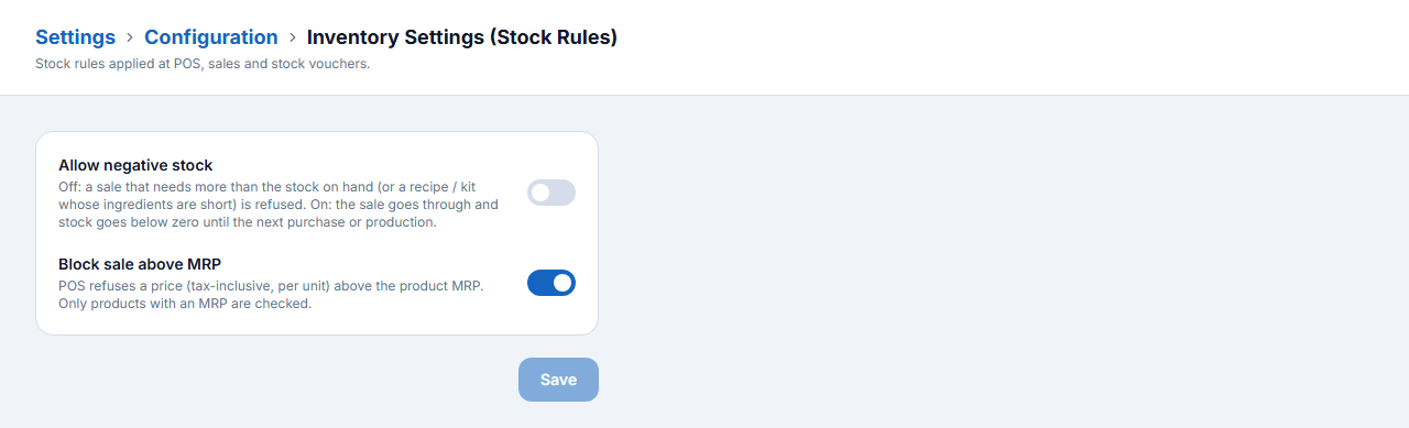 Inventory Settings