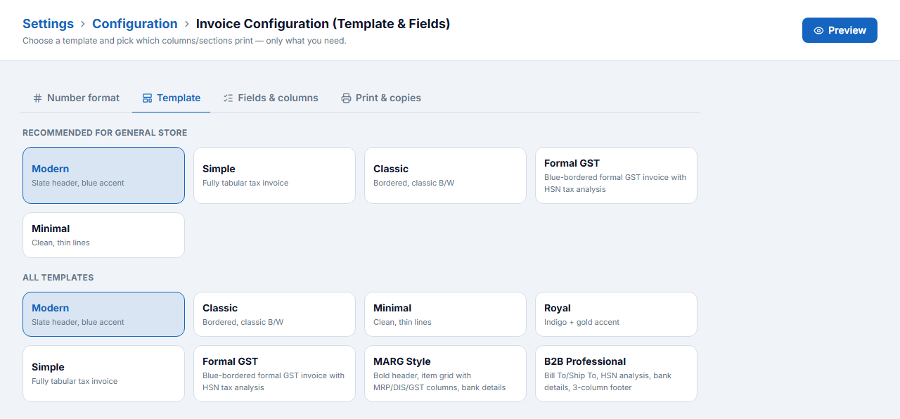 Invoice templates