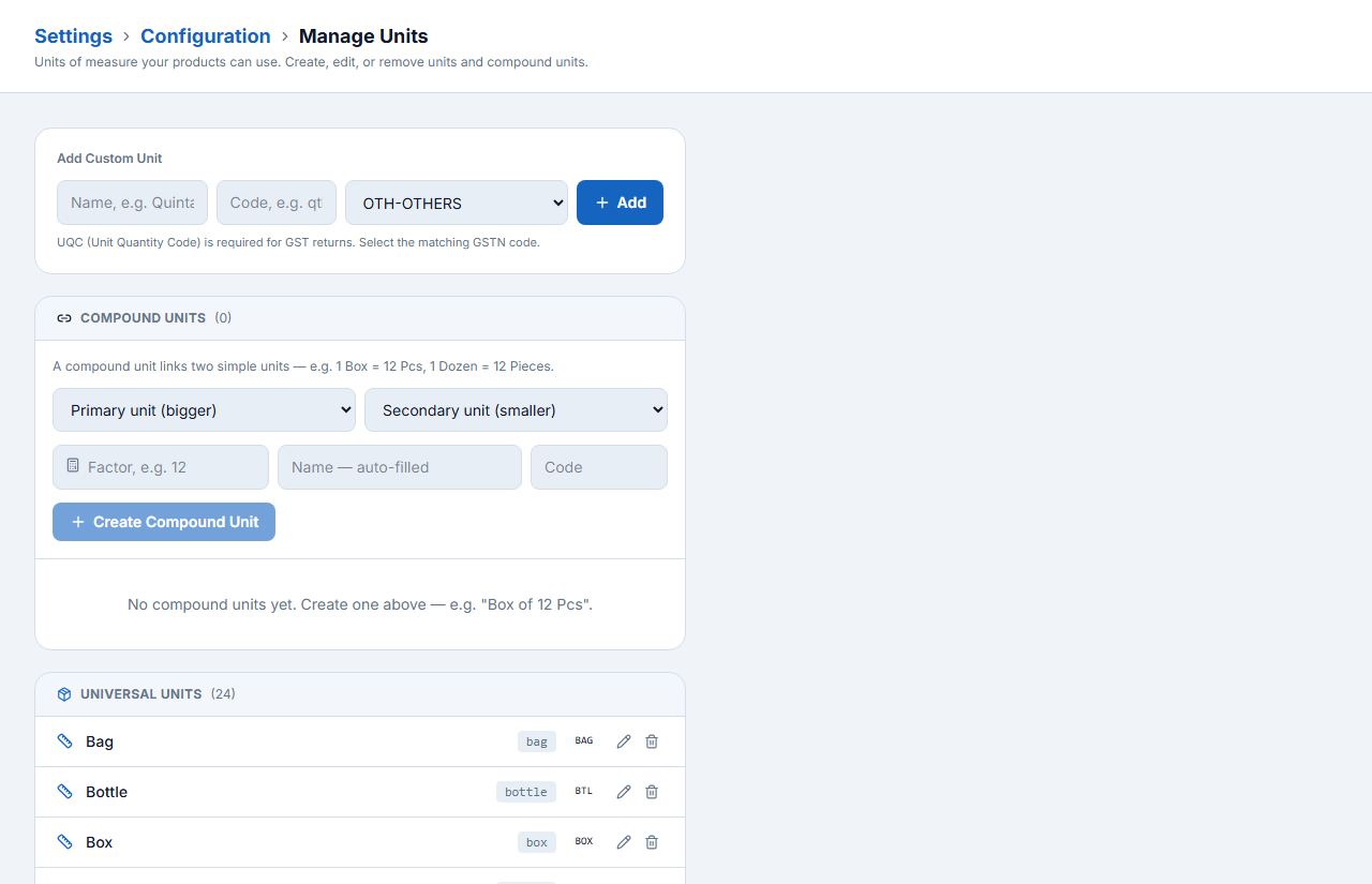 Manage Units