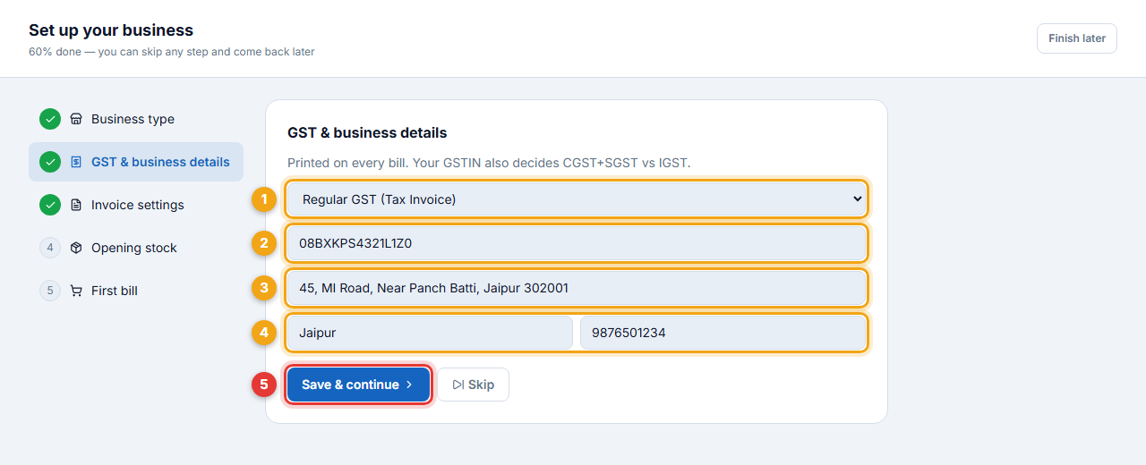 GSTIN 08BXKPS4321L1Z0, 45 MI Road, Jaipur