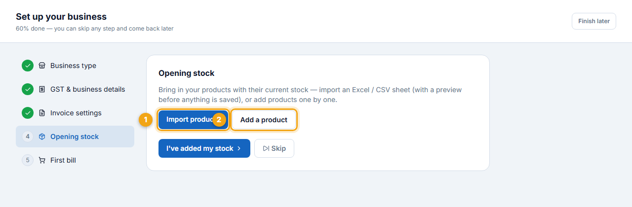 Step 4 — import or add products